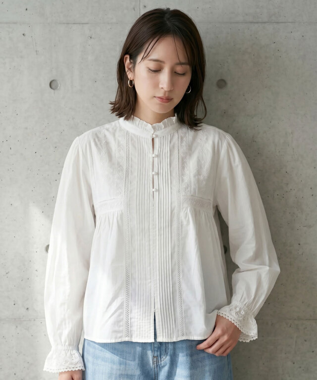 【入荷希望受付中☆】刺繍ピンタックブラウス 《RequestProject》 ※入荷希望数により商品化しない場合がございます。