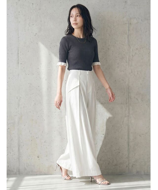 UVカットタックワイドパンツ