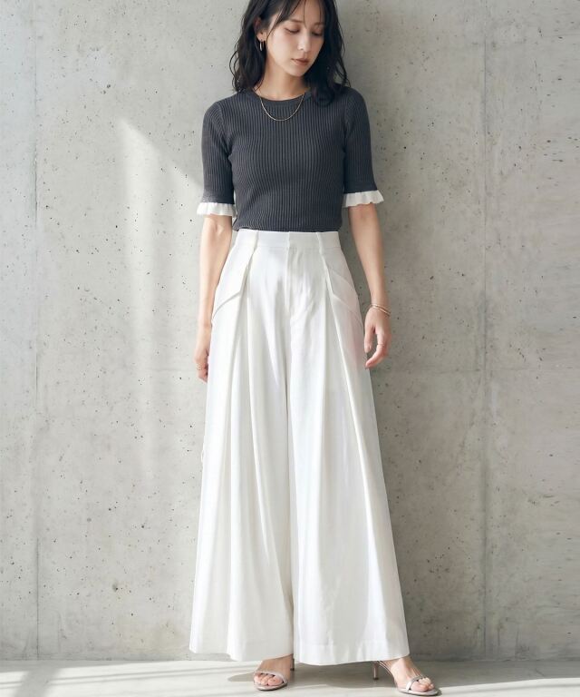 【入荷希望受付中☆】UVカットタックワイドパンツ  《RequestProject》 ※入荷希望数により商品化しない場合がございます。