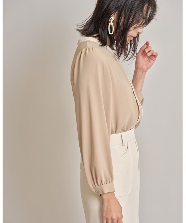 配色ラインブラウス