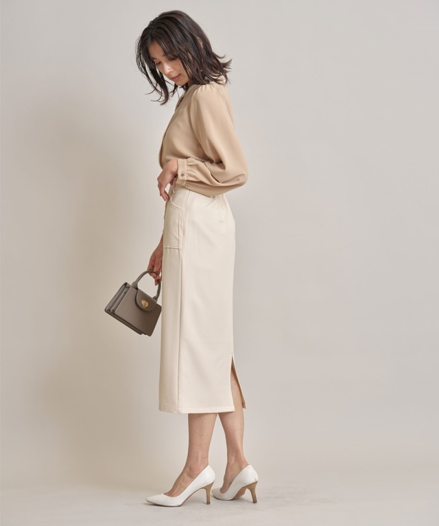 配色ラインブラウス