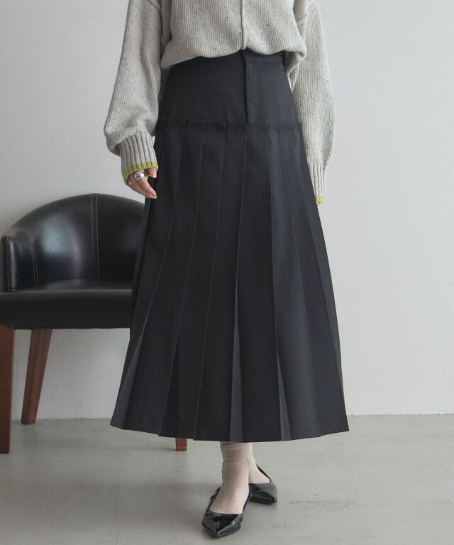 オフィシャルサイト限定】ツイルティアードプリーツスカート