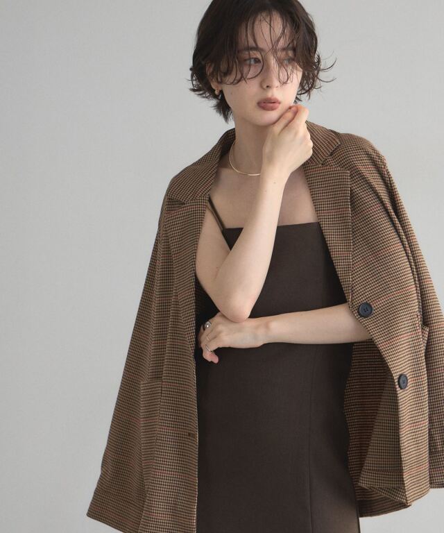 【KHAITE】BROWN ガンクラブ チェック クラシック ジャケット KHAITE】BROWN ガンクラブ チェック クラシック ジャケット