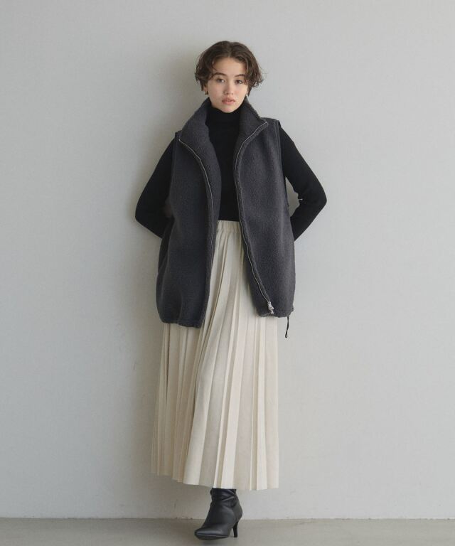 オフィシャルサイト限定】カットスエードプリーツスカート