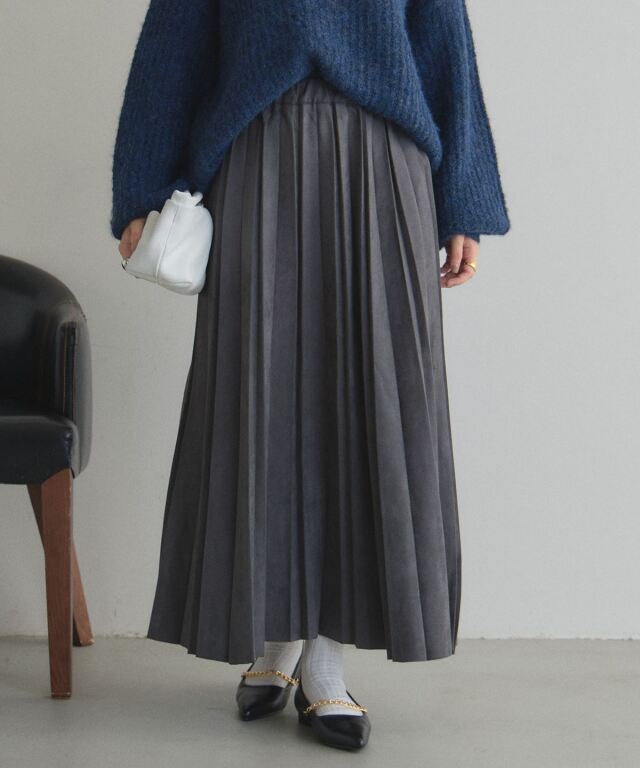 オフィシャルサイト限定】カットスエードプリーツスカート