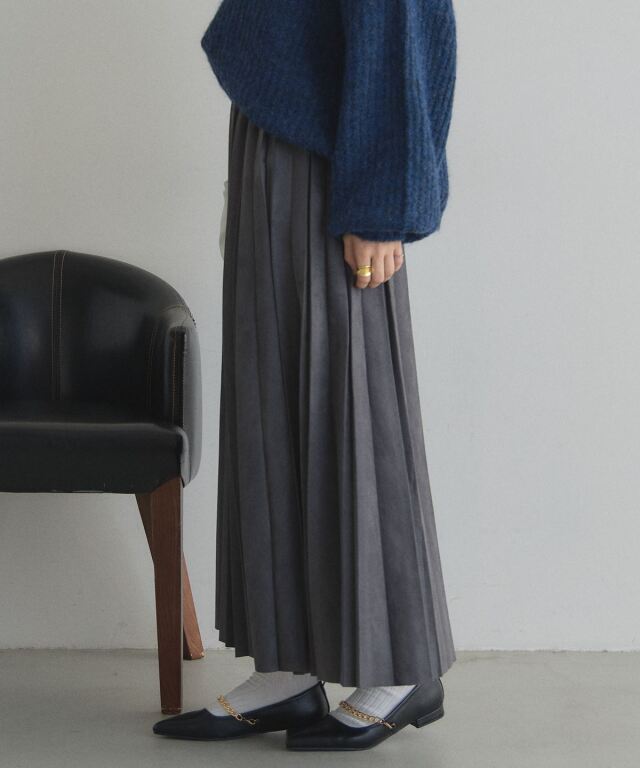 オフィシャルサイト限定】カットスエードプリーツスカート