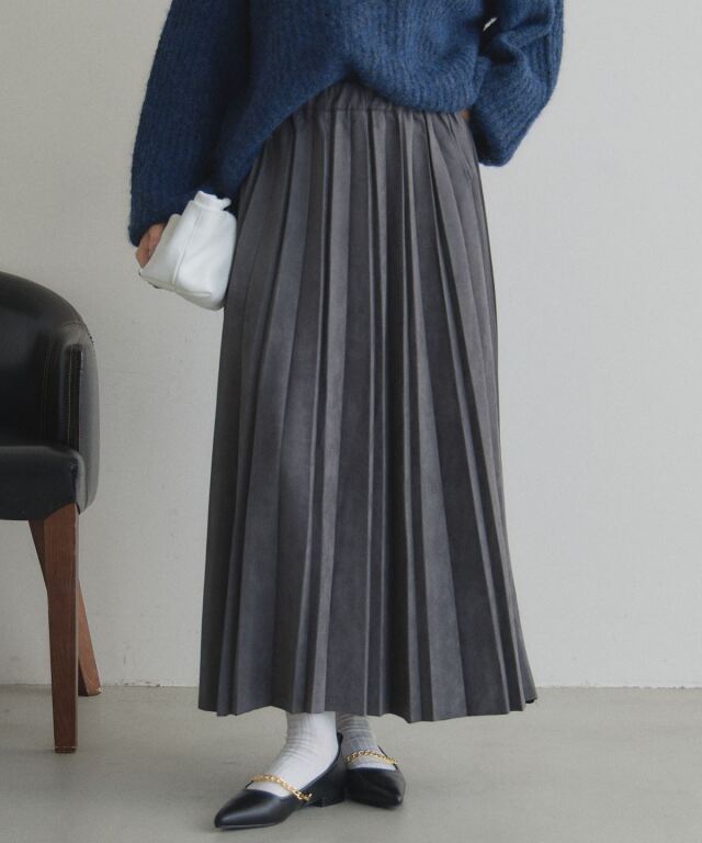オフィシャルサイト限定】カットスエードプリーツスカート