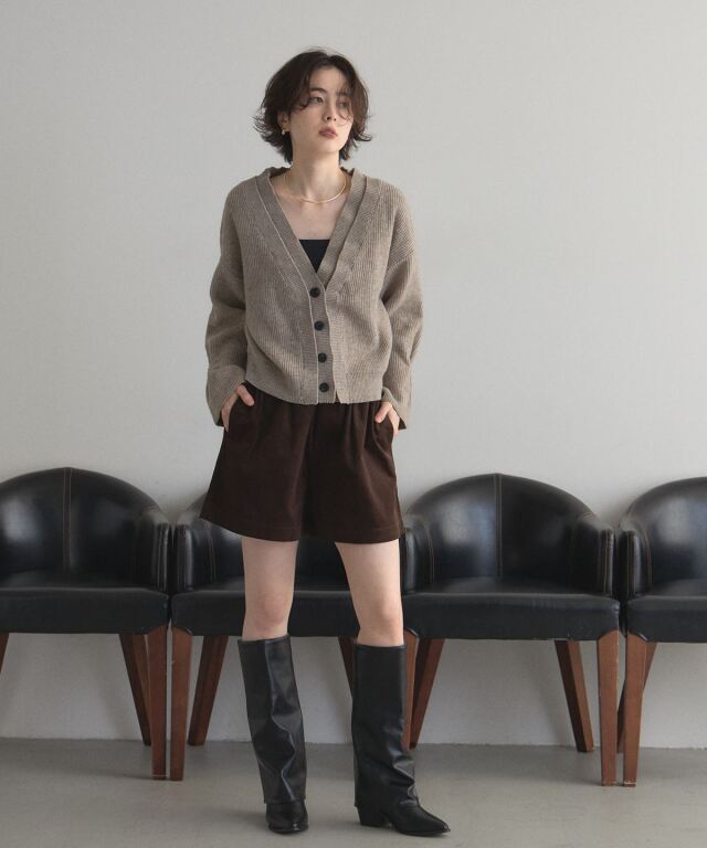 ビアズリー★光沢が綺麗♪レイヤード風 シルク混 ニットトップス チュニック Vネック サイズF グレー系 z18746 WEB限定カラー》カシミヤ混Vネックチュニックニット ｜INED（イネド