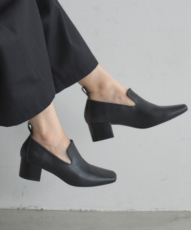 オフィシャルサイト限定】スクエアトゥヒールローファー MIMA 　レザーコンビスクエアトゥヒール