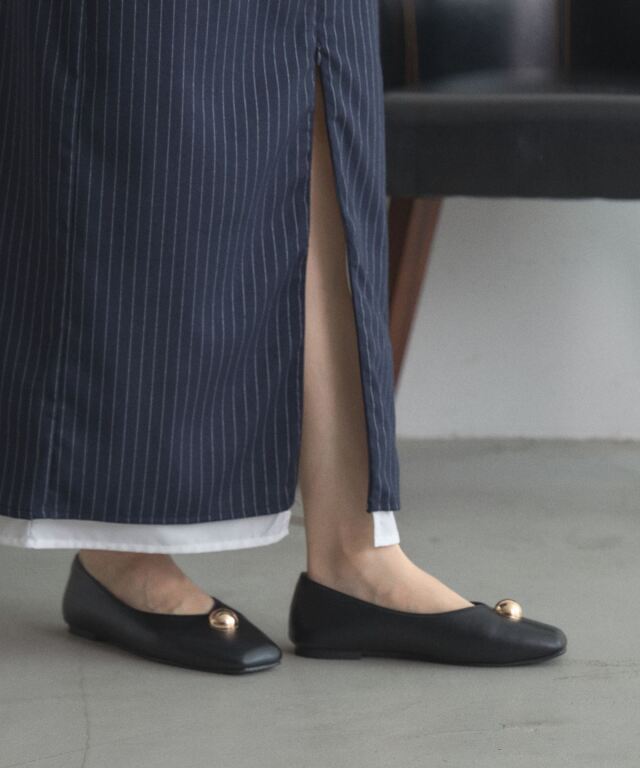 美品　ECCO メタリックゴールド フラットシューズ 39サイズ　パンプス ECCO Sculpted LX 35 ウィメンズ レザーブロックヒールパンプス