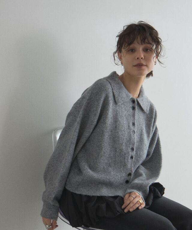 WEB限定】ボタンデザインシャツ風ニット