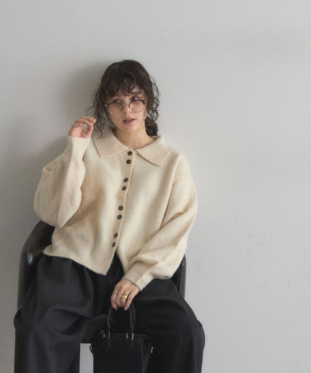 WEB限定】ボタンデザインシャツ風ニット