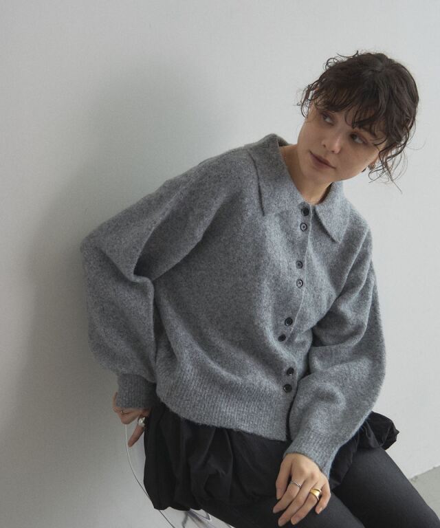 WEB限定】ボタンデザインシャツ風ニット