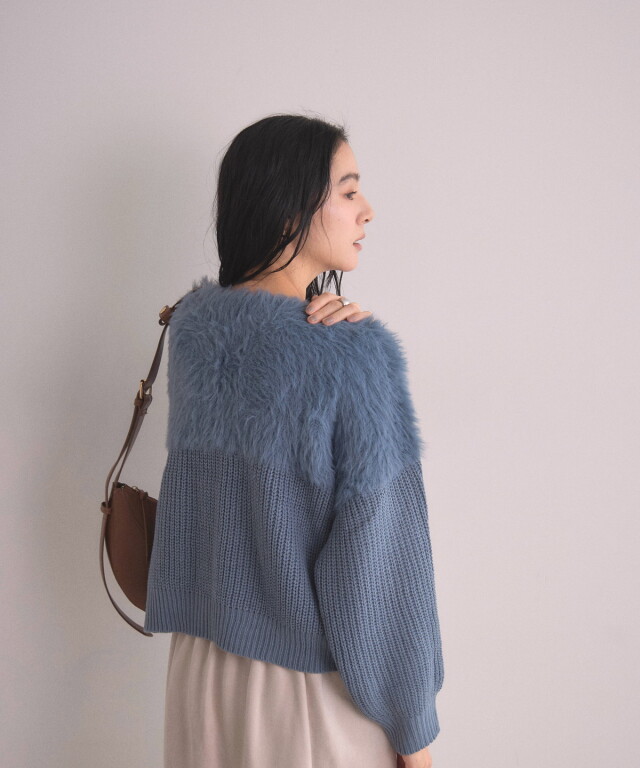 美品☆dazzlinシャギー切替ニット オフィシャルサイト限定】シャギー切替ニット