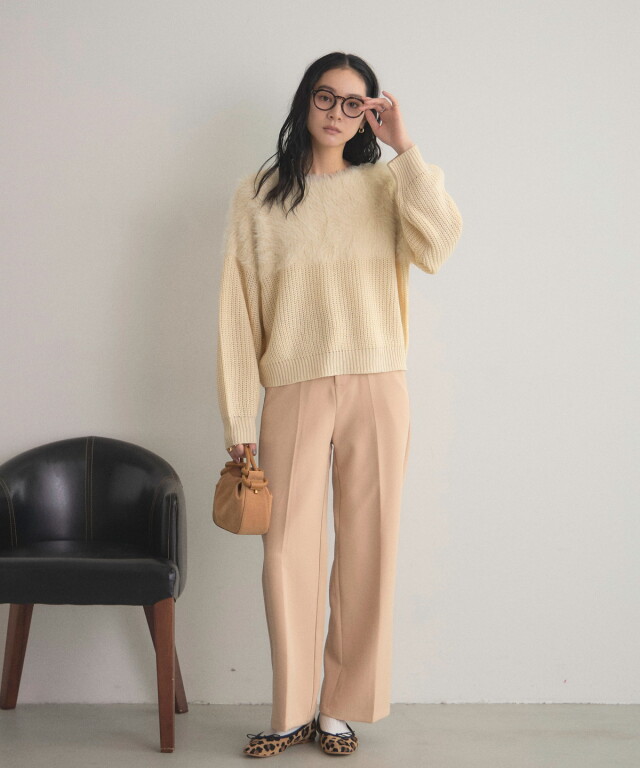 美品☆dazzlinシャギー切替ニット オフィシャルサイト限定】シャギー切替ニット