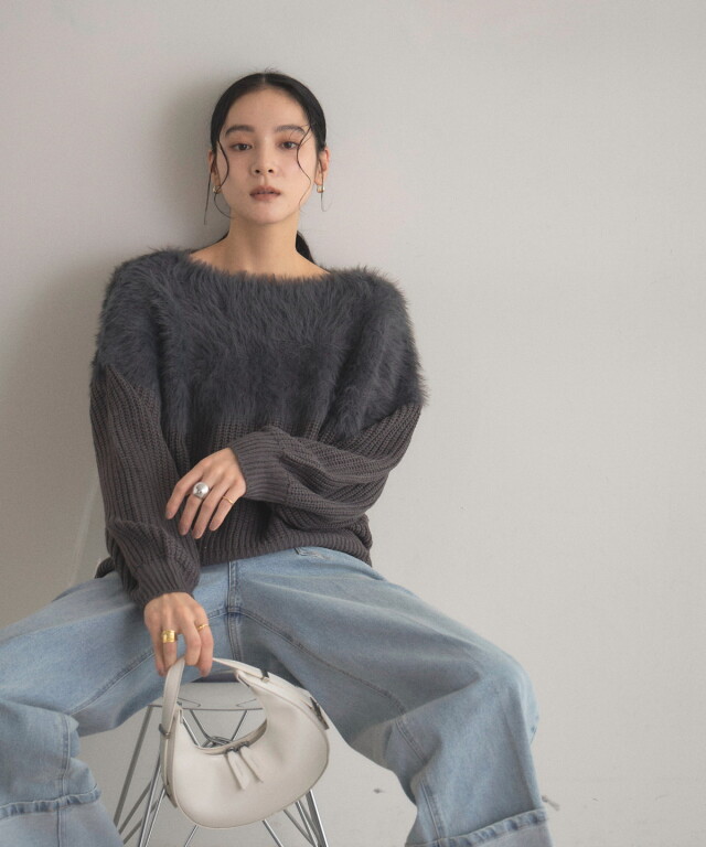 新品♡ダズリン♡シャギー切り替えニット♡ dazzlin（ダズリン）の「【流那(ばんばんざい）コラボ】オープン