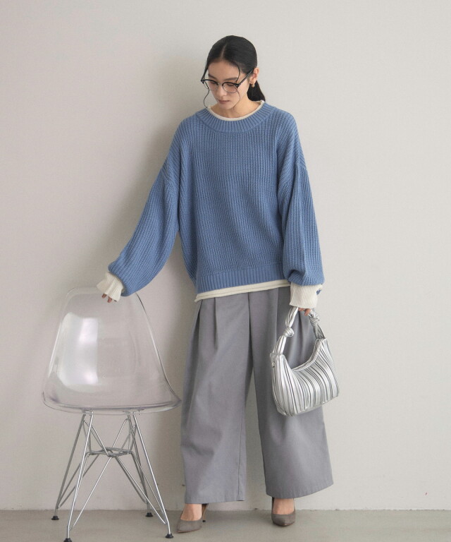 WEB限定】レイヤード風配色ニット