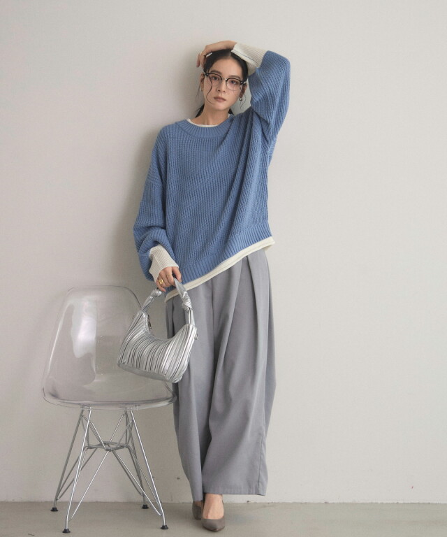 WEB限定】レイヤード風配色ニット