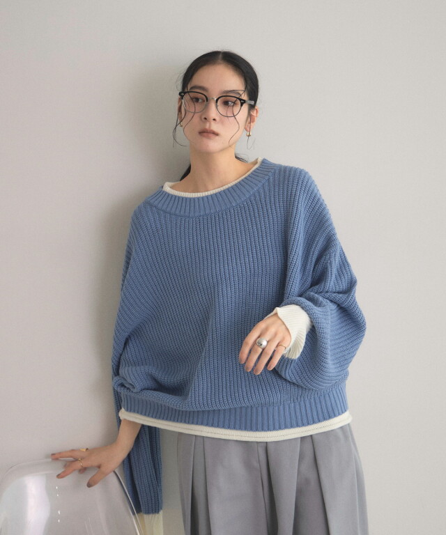 WEB限定】レイヤード風配色ニット