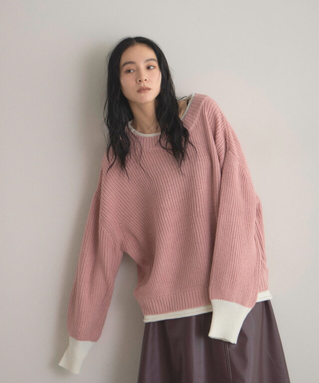 WEB限定】レイヤード風配色ニット