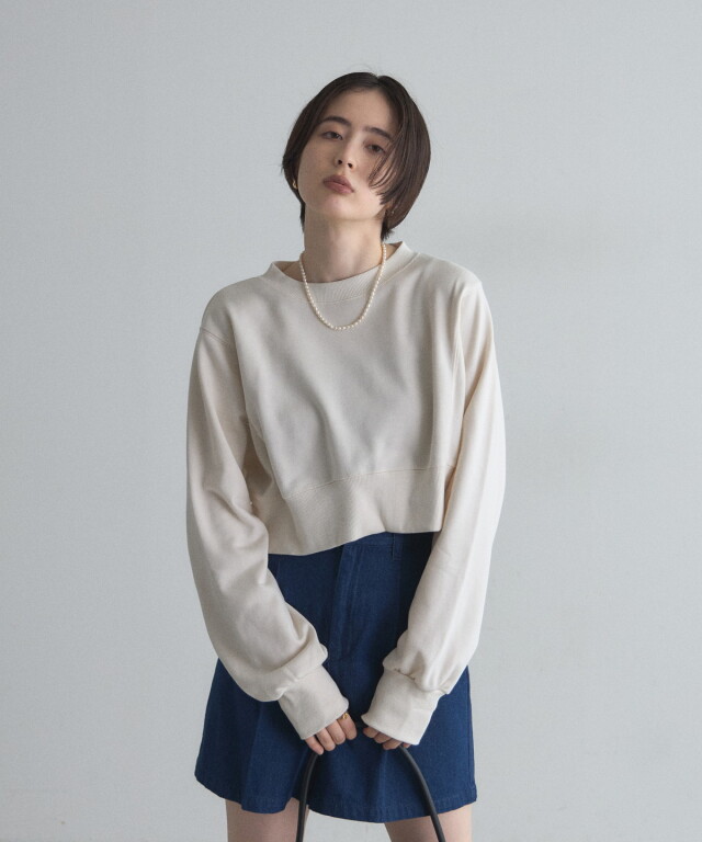   Jeans ショート丈のスウェット スウェット ショート丈 ロゴ トレーナー トップス 長袖 韓国