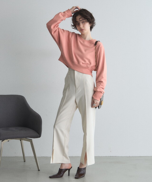   Jeans ショート丈のスウェット スウェット ショート丈 ロゴ トレーナー トップス 長袖 韓国