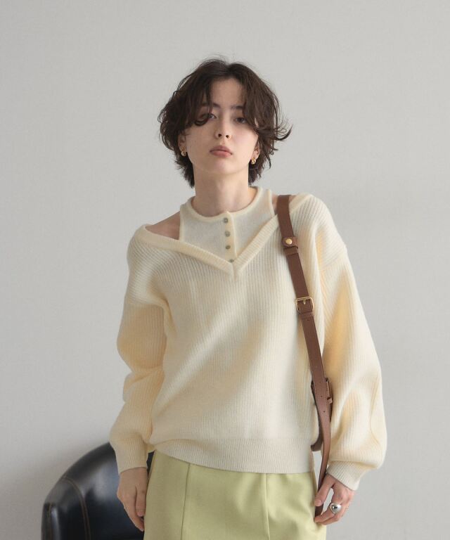 オフィシャルサイト限定】タンクレイヤード風ショルダーオープンニット