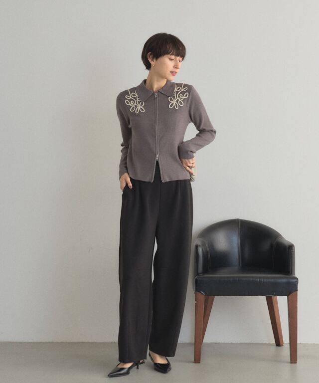 良品✨FOXEY ベージュ ラップコート 38 裏襟刺繍 お洒落 リボン COAT COLLECTION 2025 | FOXEY