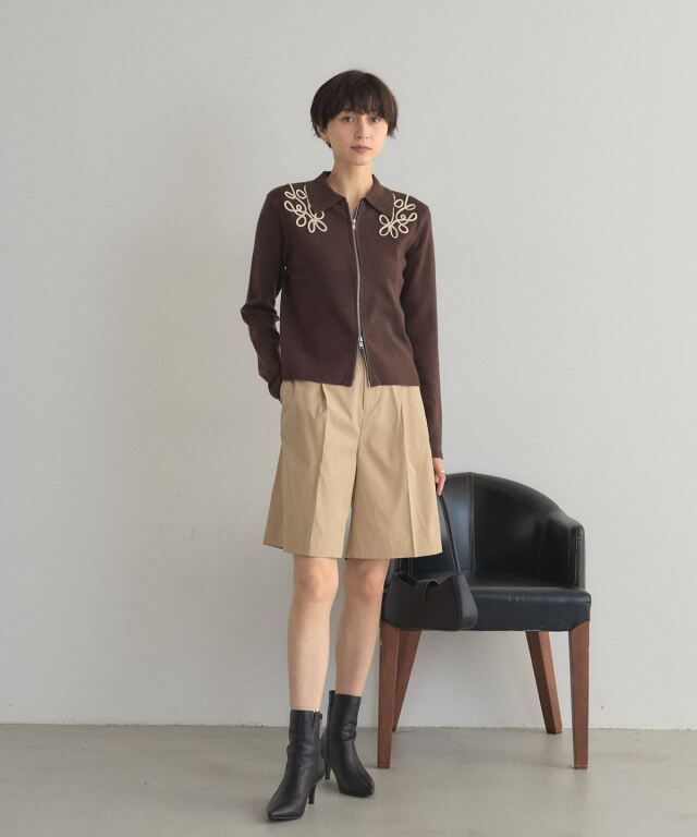 WEB限定】コード刺繍襟付きWZIPブルゾン