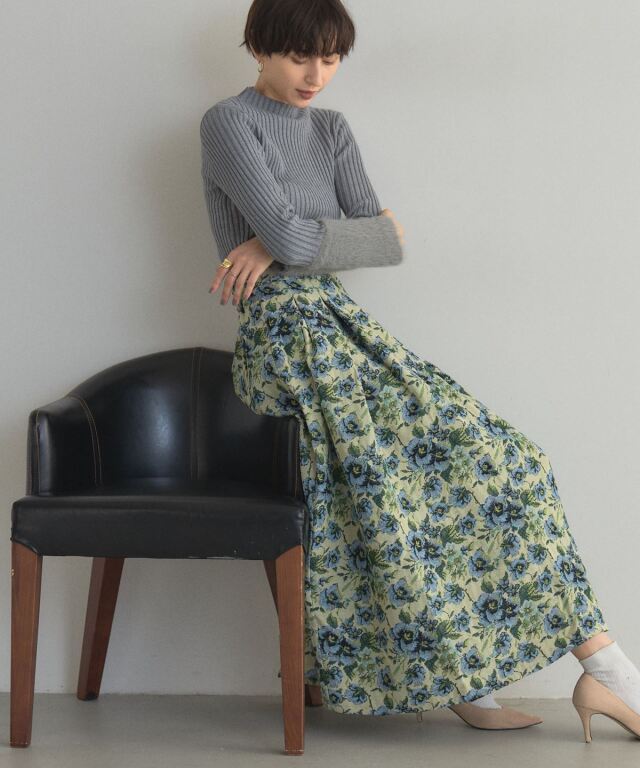 【オフィシャルサイト限定】フラワージャガードタックフレアスカート