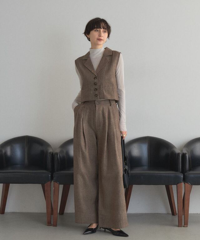 CHANEL ブラックツイードワイドパンツ パンツ - ツイード、レッド & ブラック — ファッション | CHANEL シャネル