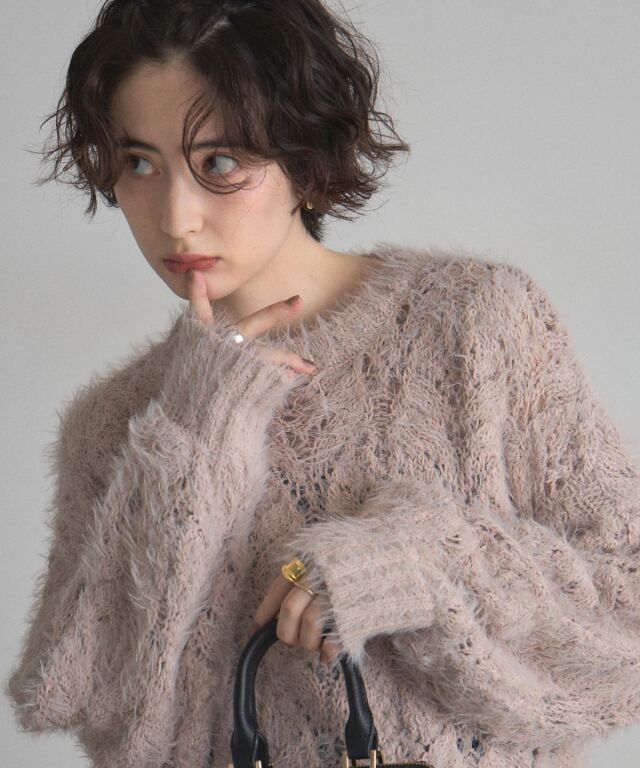 00s wishcore ファーフード付き ホワイトニットレースボレロ 姫カジ