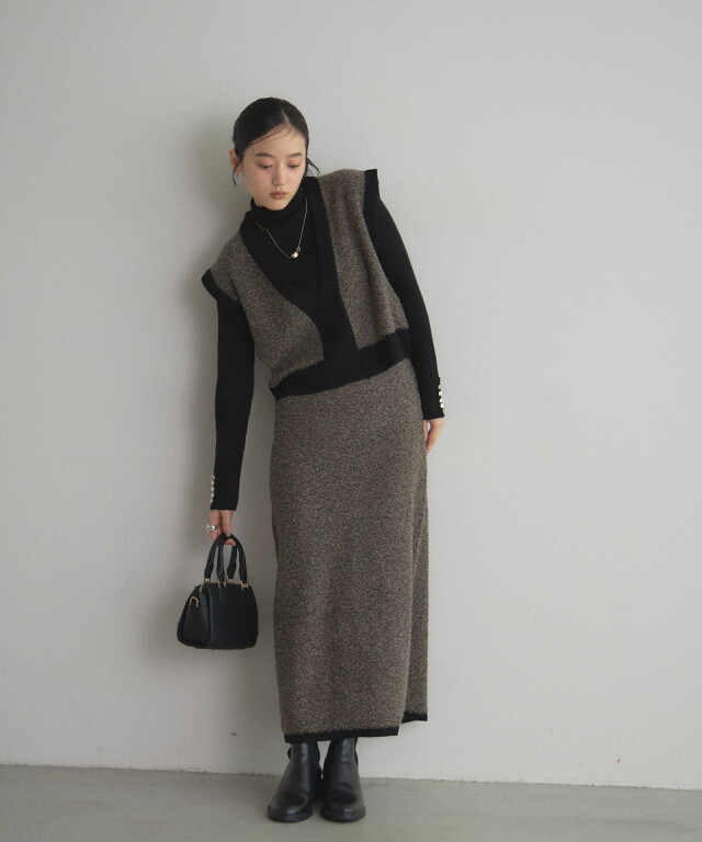 【オフィシャルサイト限定】MIXミニループヤーンニットスカート