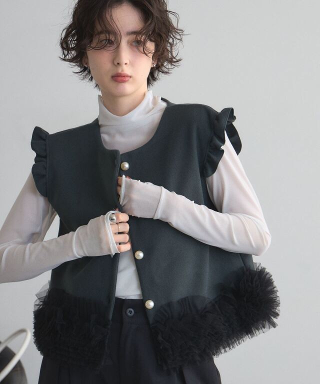 リヴドロワ新品フェザーチュールベスト ブラック 着映え】フェザーチュールベスト | RIVE DROITE(リヴドロワ)レディース