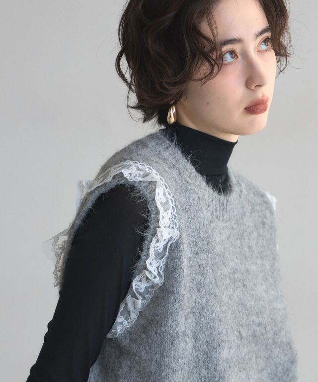 Rene レース付きグレーニット Rene レース付きグレーニット 楽天市場】rene ルネ（ニット