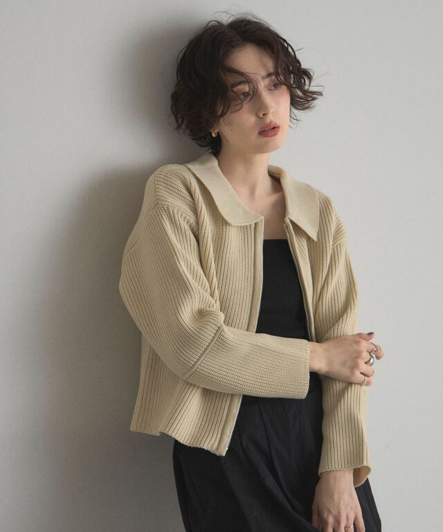 Theory luxe ダークブラウン 長袖ニットブルゾン Theory luxe ダークブラウン 長袖ニットブルゾン theory luxe ウール