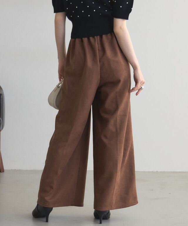 パンツ runa_444 オフィシャルサイト限定】ポンチスエードワイドパンツ