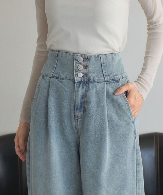 オフィシャルサイト限定】ワイドベルトバレルレッグデニム