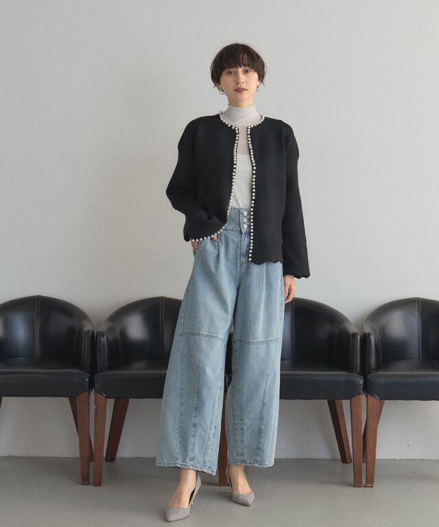 オフィシャルサイト限定】ワイドベルトバレルレッグデニム