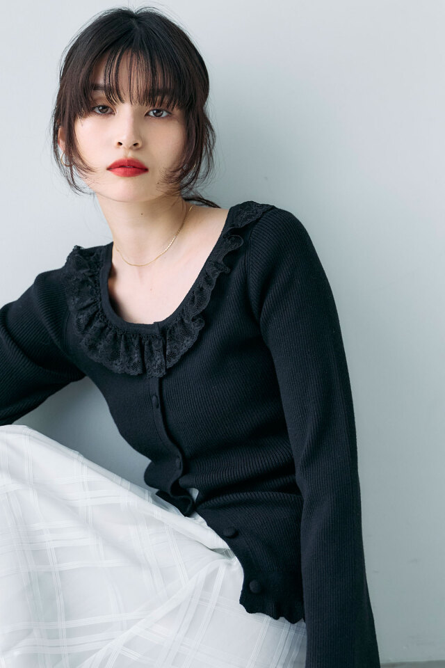 ビジュー付きスウェットチュニック