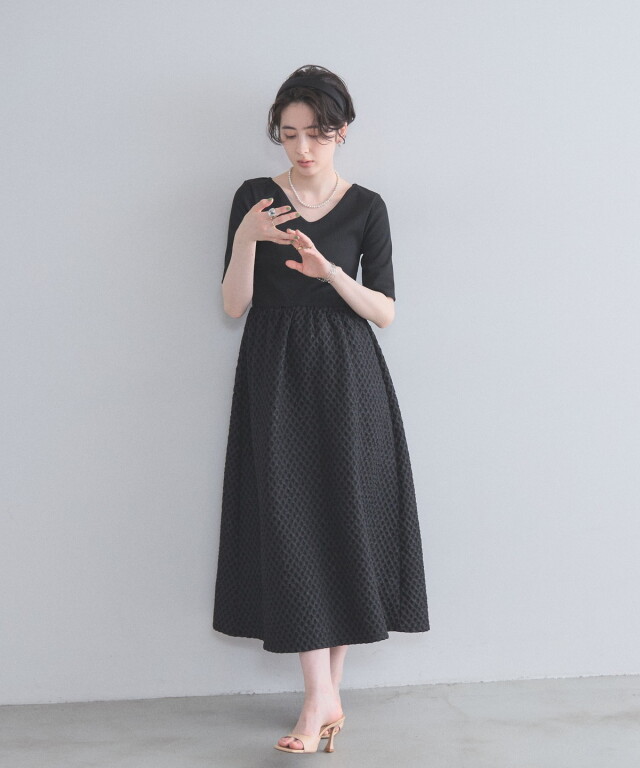 【オフィシャルサイト限定】リブカット×ジャガードワンピース