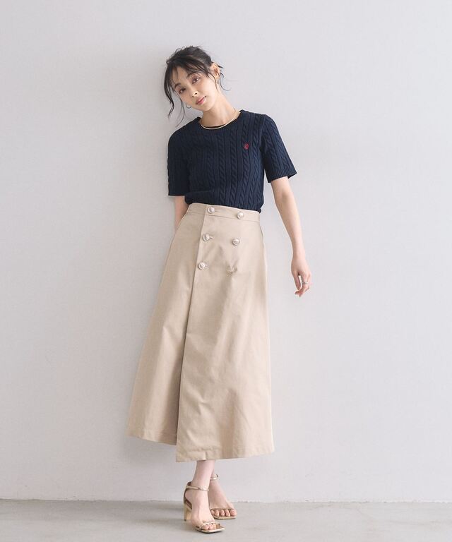 ゴールドボタンラップスカート