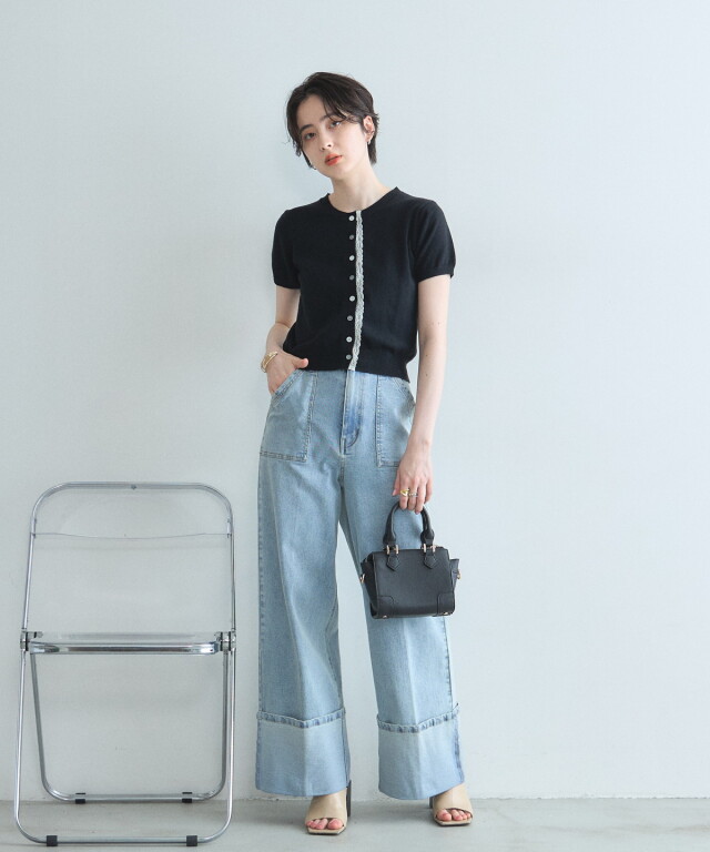 オフィシャルサイト限定】レース付き半袖カーディガン