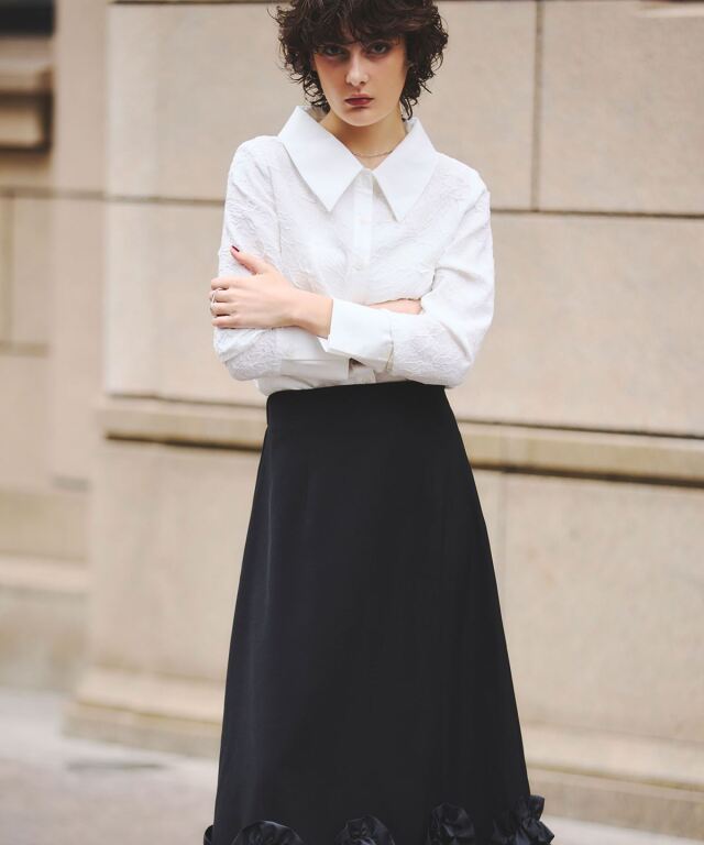 ARVELLIA】TEXTURE CONTRAST BLOUSE