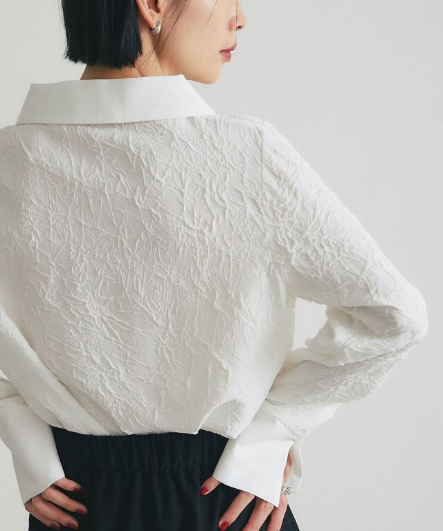 ARVELLIA】TEXTURE CONTRAST BLOUSE ARVELLIA】TEXTURE CONTRAST BLOUSE