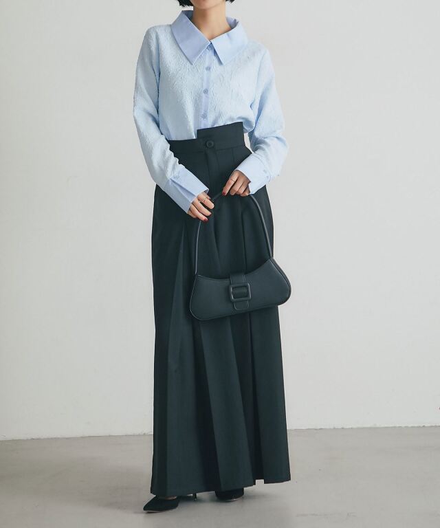 ARVELLIA】TEXTURE CONTRAST BLOUSE
