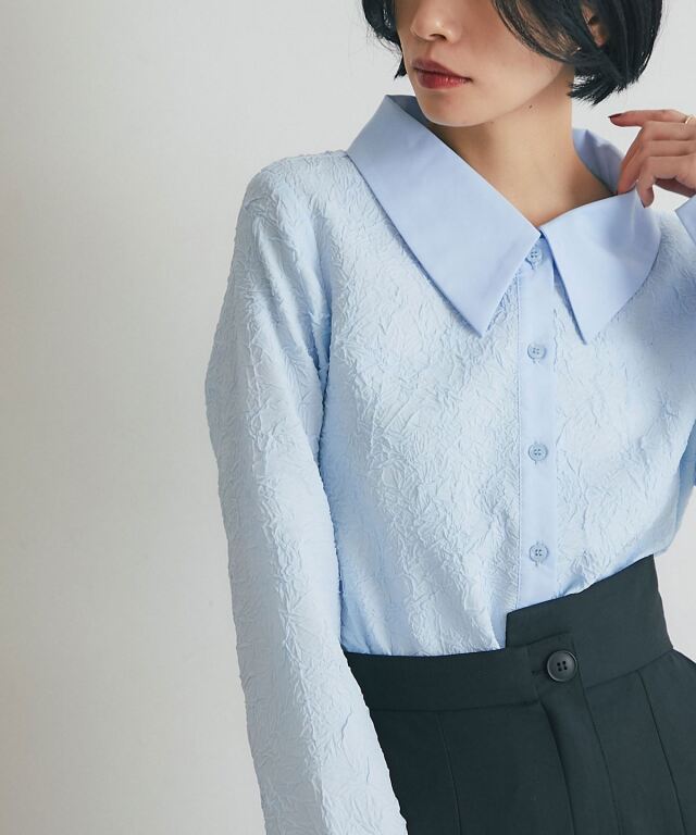 ARVELLIA】TEXTURE CONTRAST BLOUSE