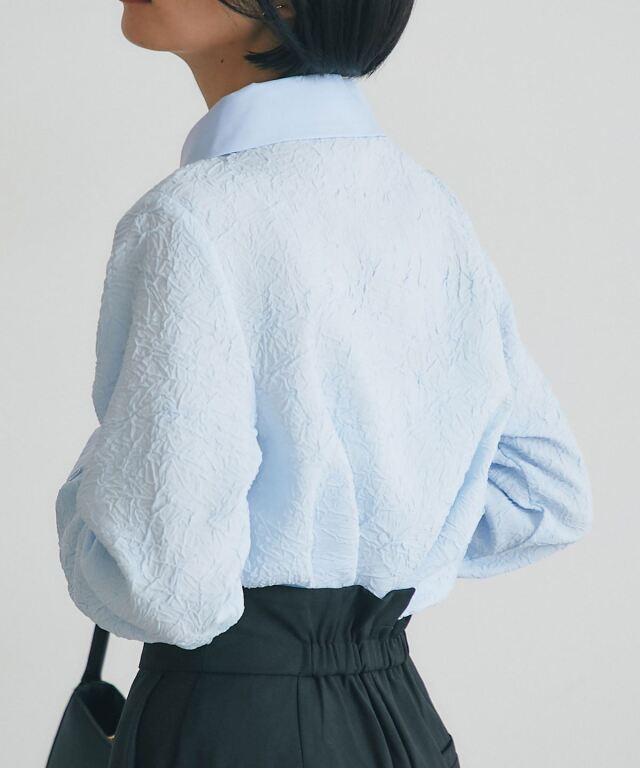 青と白の花柄 陶器製お猪口5.5cm6cmD ARVELLIA】TEXTURE CONTRAST BLOUSE