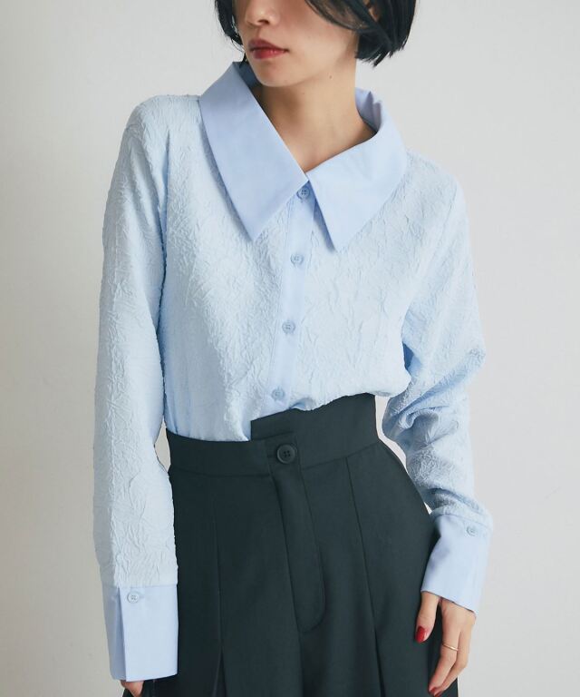 ARVELLIA】TEXTURE CONTRAST BLOUSE