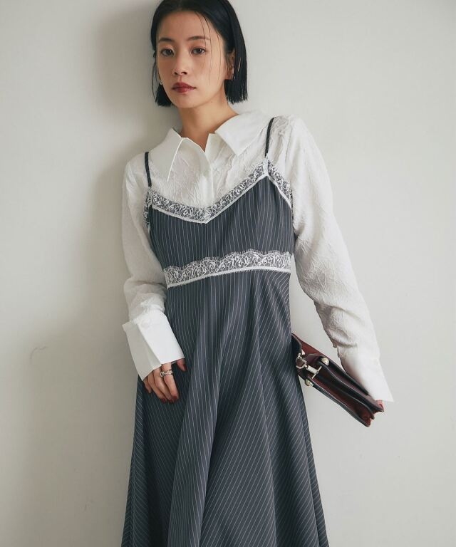 ARVELLIA】TEXTURE CONTRAST BLOUSE